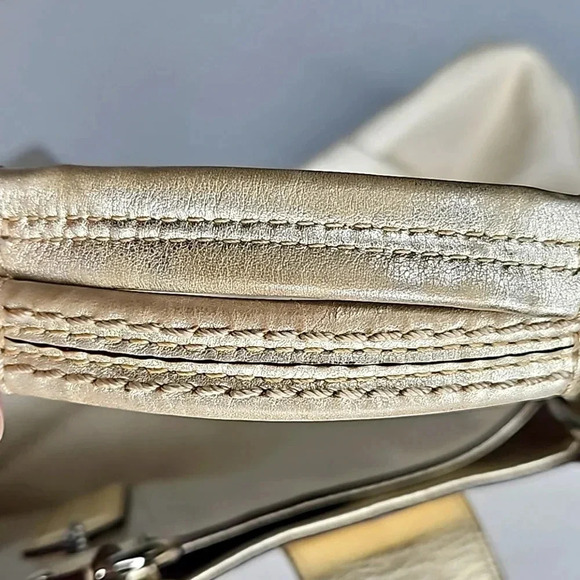 Coach Soho Cream and Gold Leather Tote with Magnetic Enclosure Women's Purse - Picture 16 of 16